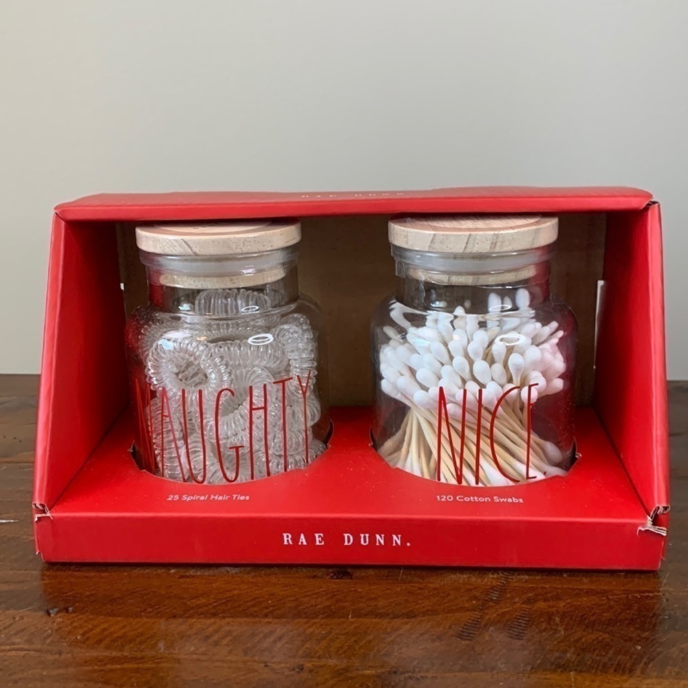 Rae Dunn Naughty & Nice Glass Jar Gift Set